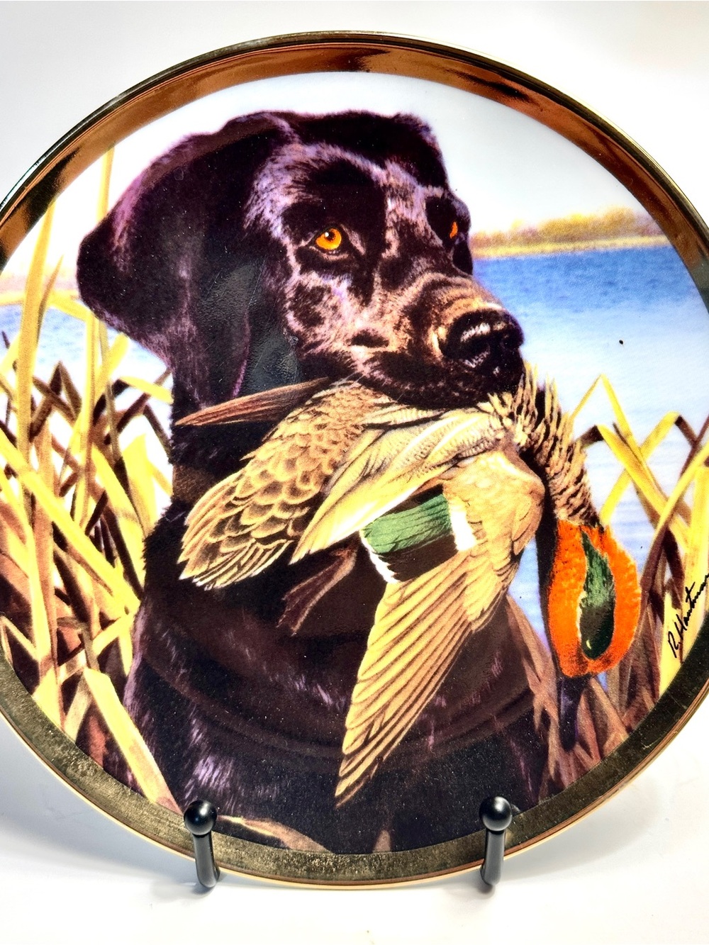 2002 "Lab with Teal" 8” Collector Plate by Hautman Brothers